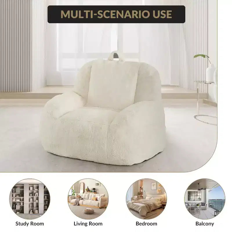 Giant Faux Leather Beanbag Sofa Chair with Padding and Handles for Living Room