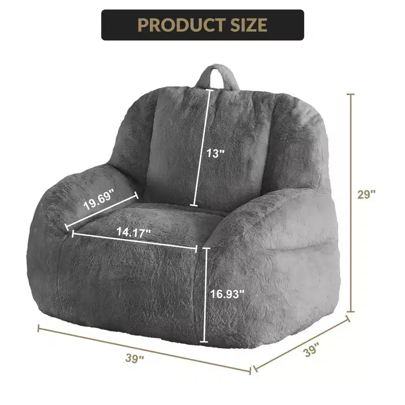 Giant Faux Leather Beanbag Sofa Chair with Padding and Handles for Living Room