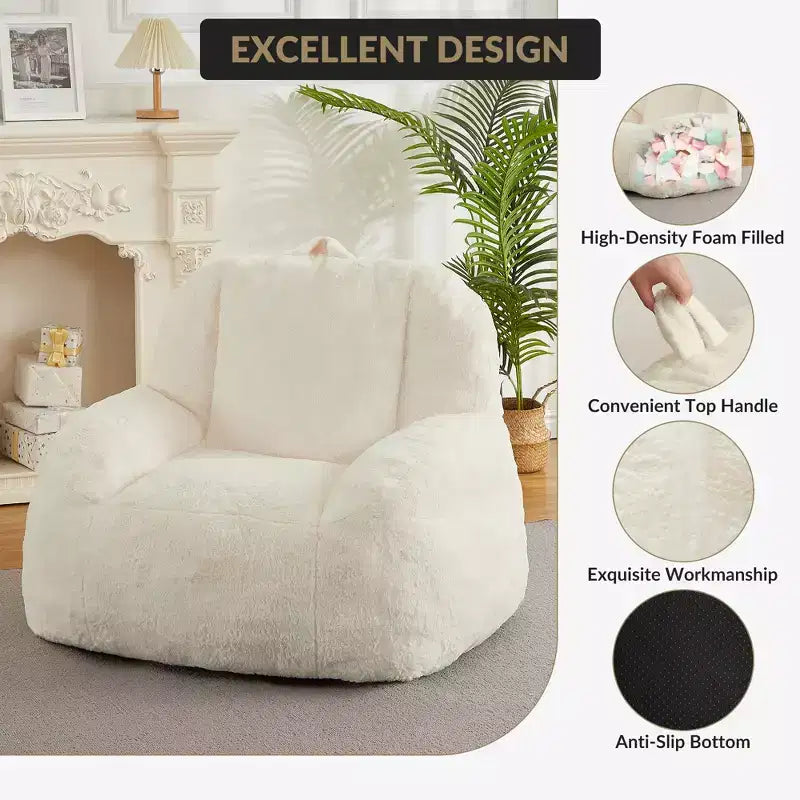 Giant Faux Leather Beanbag Sofa Chair with Padding and Handles for Living Room