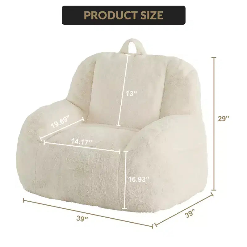 Giant Faux Leather Beanbag Sofa Chair with Padding and Handles for Living Room