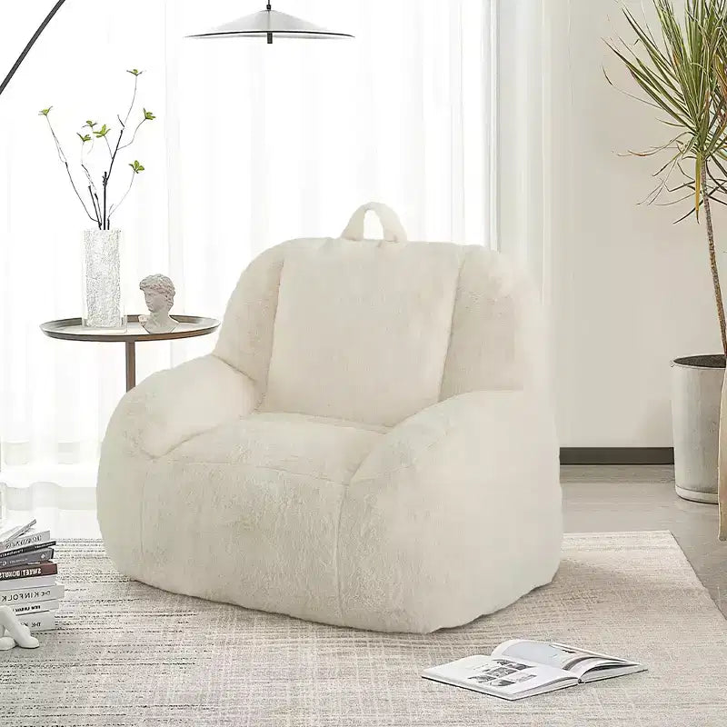 Giant Faux Leather Beanbag Sofa Chair with Padding and Handles for Living Room