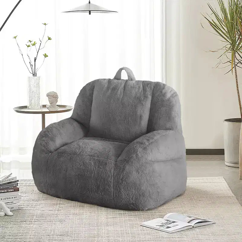 Giant Faux Leather Beanbag Sofa Chair with Padding and Handles for Living Room