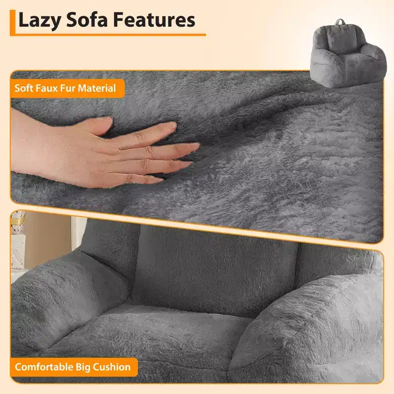 Giant Faux Leather Beanbag Sofa Chair with Padding and Handles for Living Room
