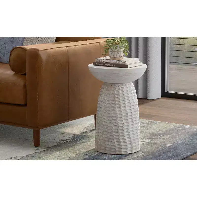 WyndenHall Willis 16" Solid Mango Wood Tall Accent Table - No Assembly Required