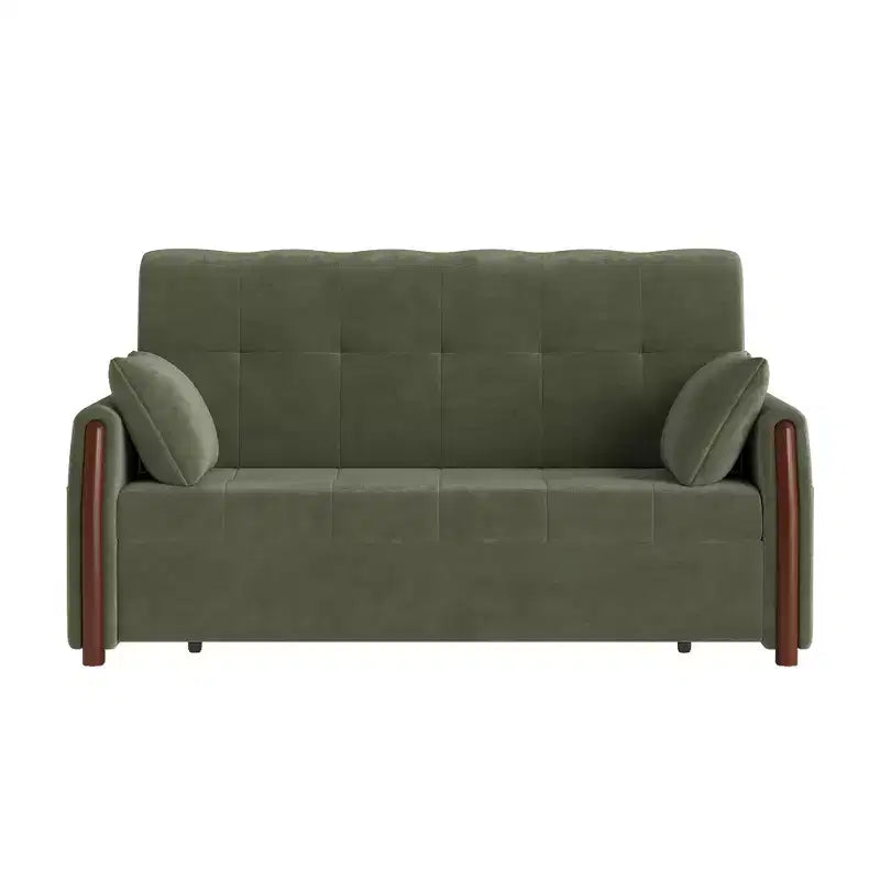 Luck Live 62.9" Convertible Fabric Sofa Bed with Storage and Solid Wood Trim