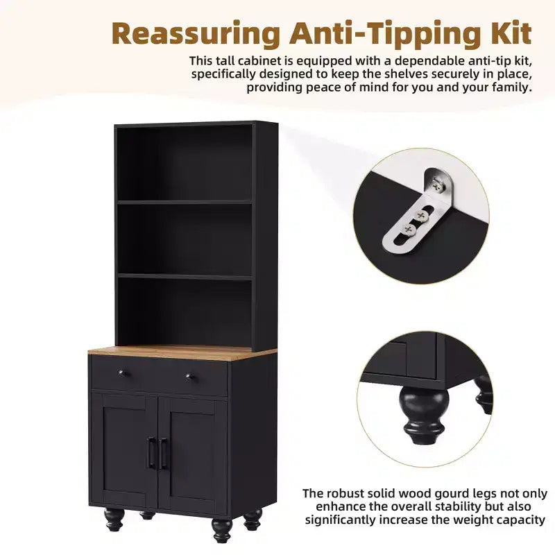 GDFStudio Keith Farmhouse TV Entertainment Center Up to 70 with Adjustable Shelves and Storage