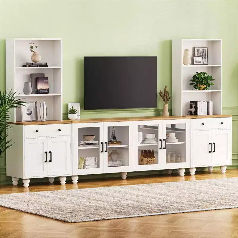 GDFStudio Keith Farmhouse TV Entertainment Center Up to 70 with Adjustable Shelves and Storage
