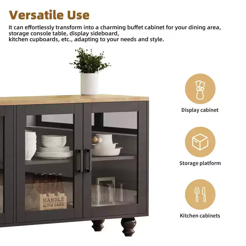 GDFStudio Keith Farmhouse TV Entertainment Center Up to 70 with Adjustable Shelves and Storage