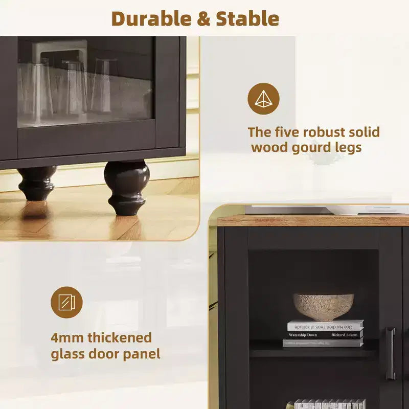 GDFStudio Keith Farmhouse TV Entertainment Center Up to 70 with Adjustable Shelves and Storage