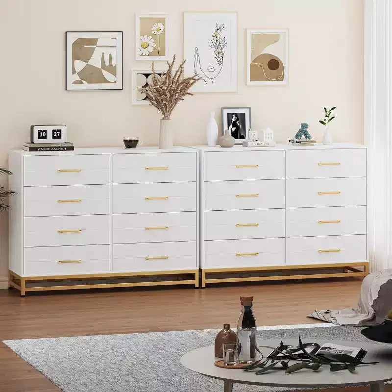 8-Drawer Modern Tall Wooden Dresser with Soft-Close Glides and Anti-Tip Kit