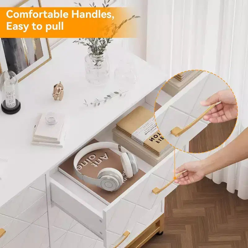 8-Drawer Modern Tall Wooden Dresser with Soft-Close Glides and Anti-Tip Kit