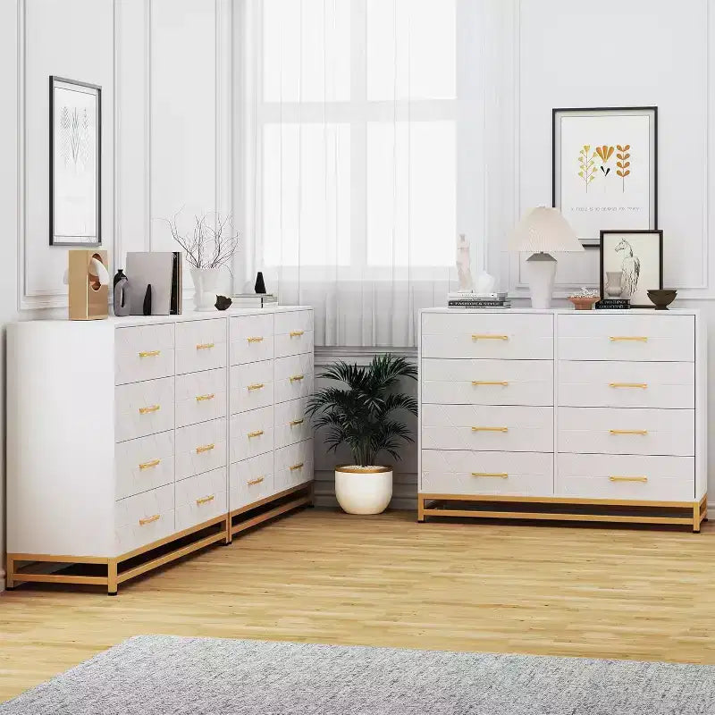 8-Drawer Modern Tall Wooden Dresser with Soft-Close Glides and Anti-Tip Kit