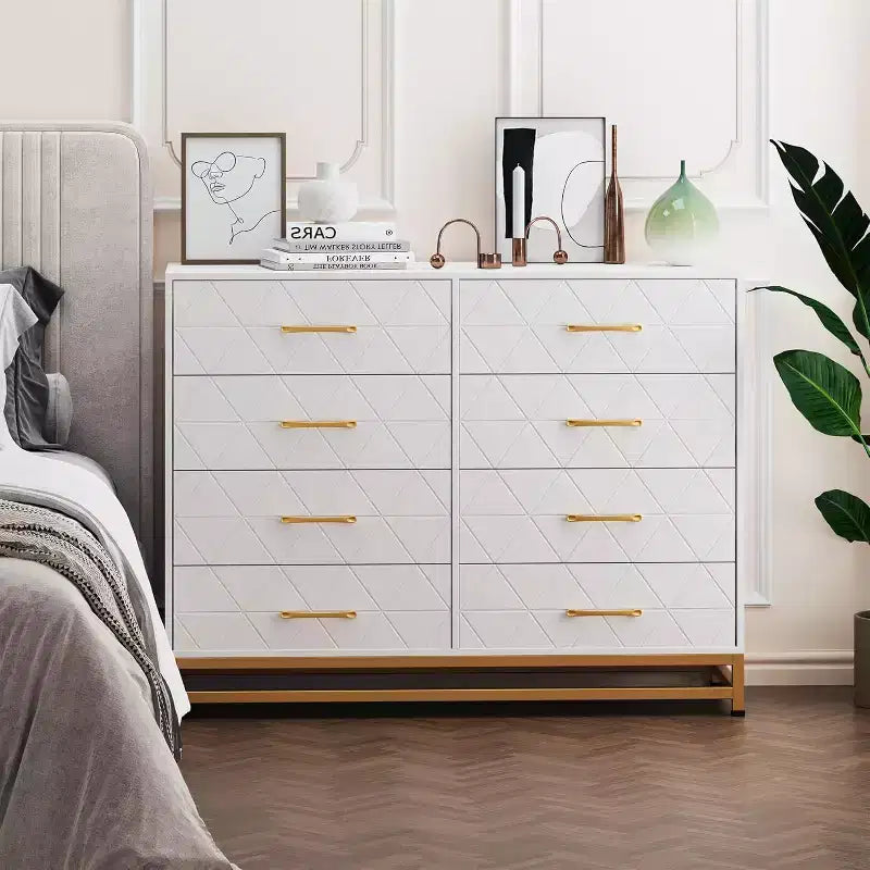 8-Drawer Modern Tall Wooden Dresser with Soft-Close Glides and Anti-Tip Kit