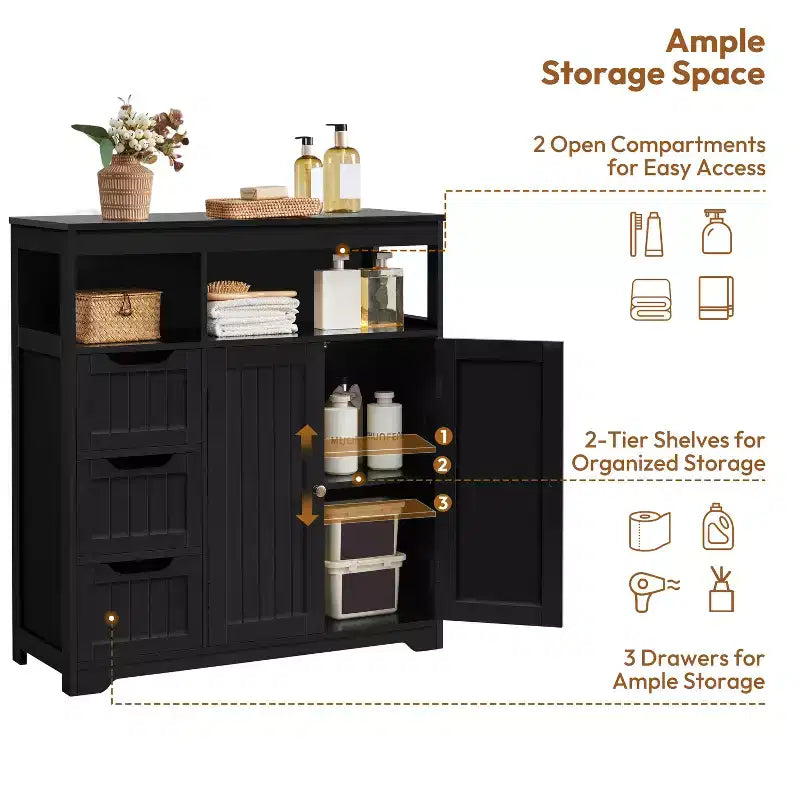 Yaheetech Freestanding Wooden Bathroom Floor Cabinet for Bedroom Bathroom Living Room