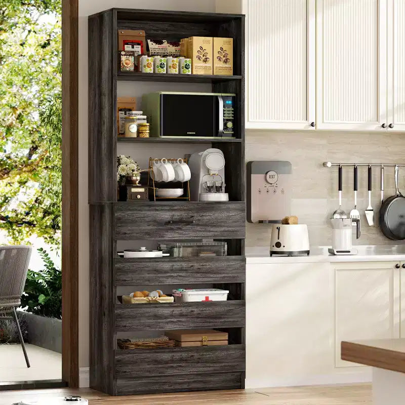 Besiost 80" Tall Pantry Cabinet with Drawers