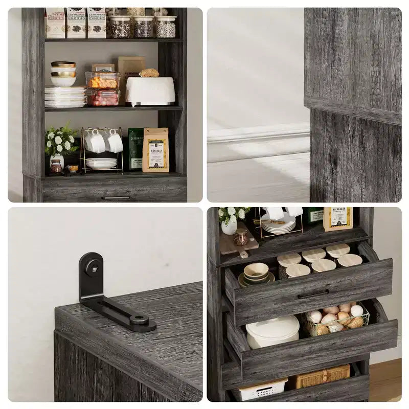 Besiost 80" Tall Pantry Cabinet with Drawers