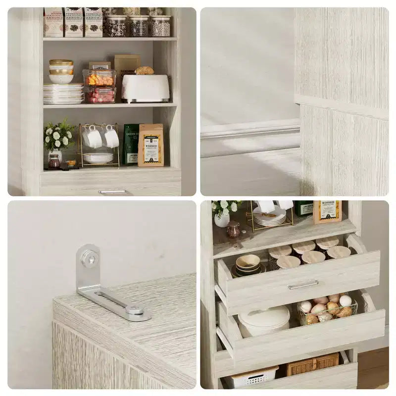 Besiost 80" Tall Pantry Cabinet with Drawers