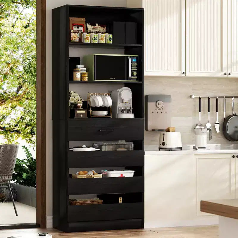 Besiost 80" Tall Pantry Cabinet with Drawers