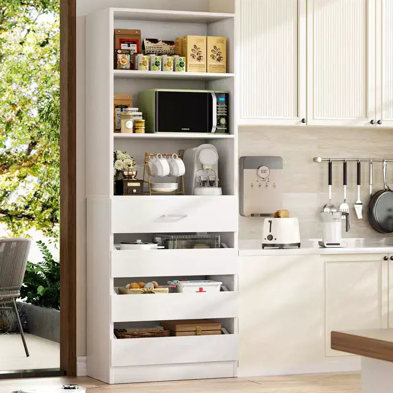 Besiost 80" Tall Pantry Cabinet with Drawers