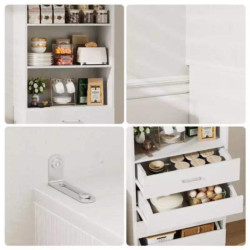 Besiost 80" Tall Pantry Cabinet with Drawers