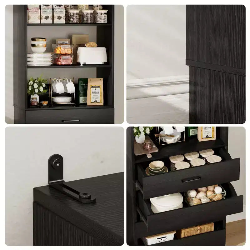 Besiost 80" Tall Pantry Cabinet with Drawers