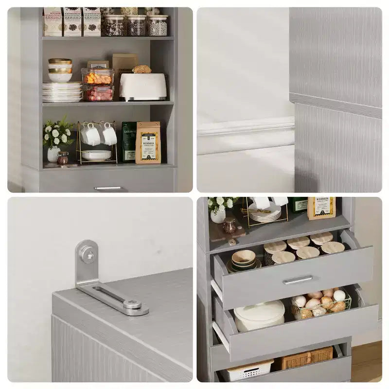 Besiost 80" Tall Pantry Cabinet with Drawers