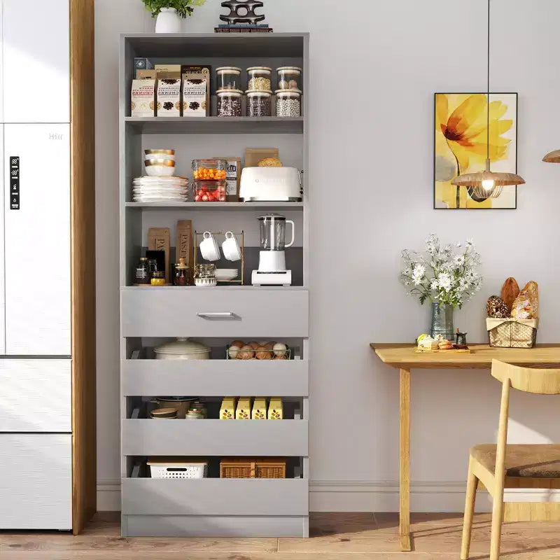 Besiost 80" Tall Pantry Cabinet with Drawers