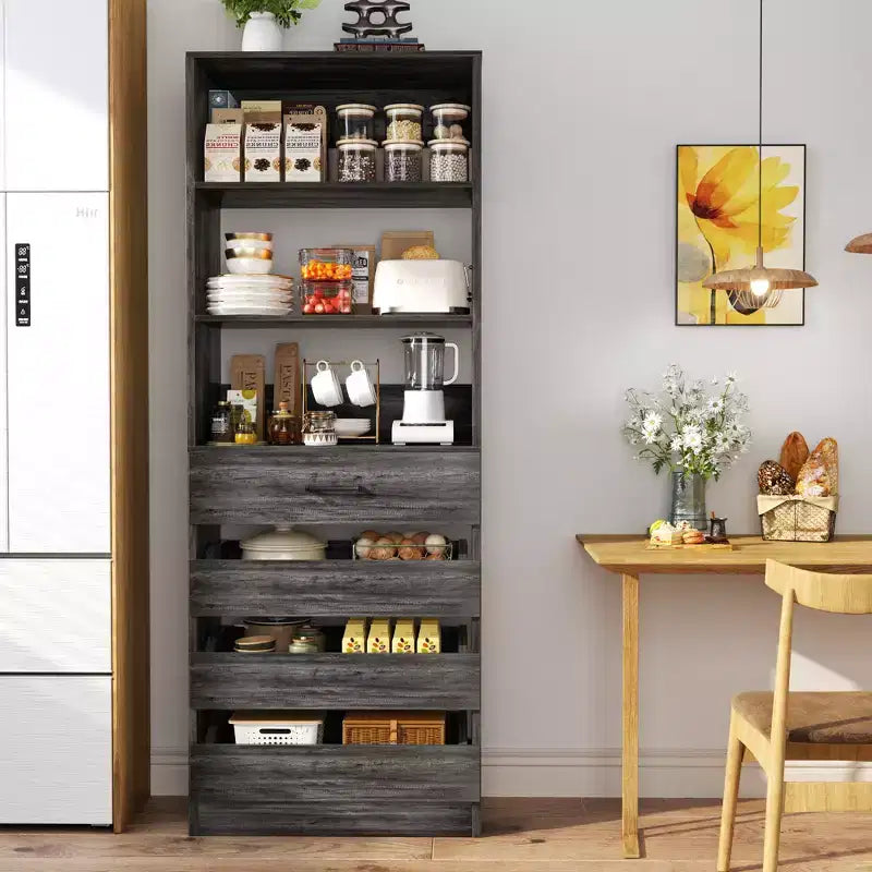 Besiost 80" Tall Pantry Cabinet with Drawers