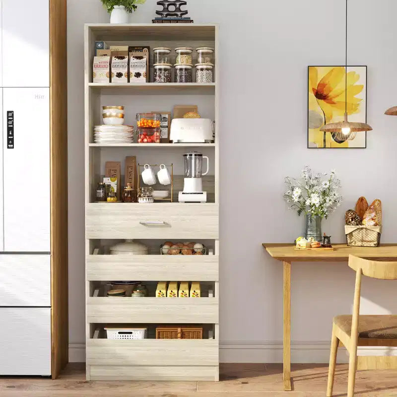Besiost 80" Tall Pantry Cabinet with Drawers