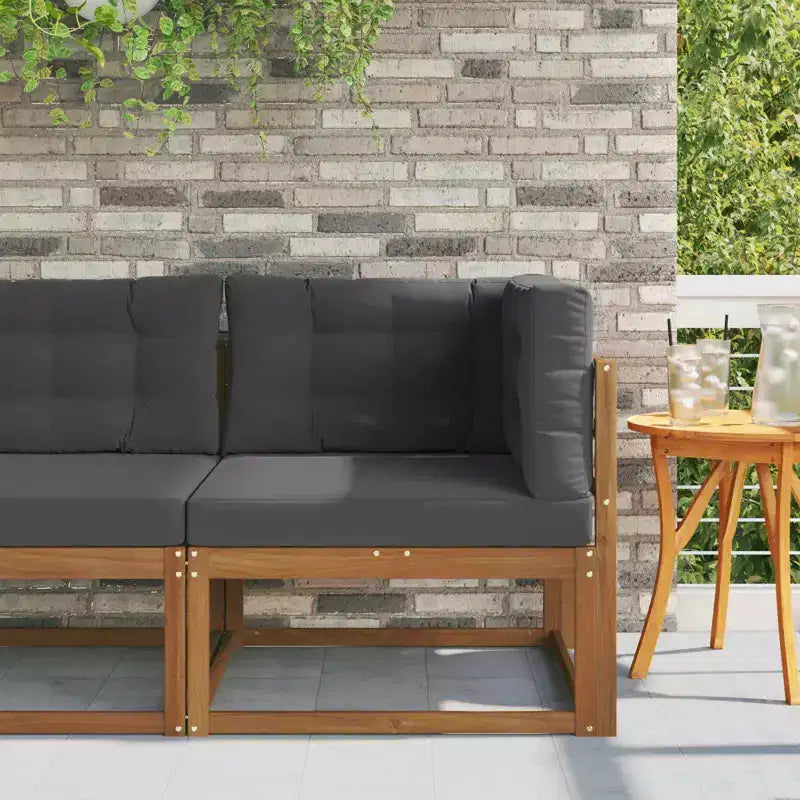 vidaXL Outdoor Corner Sofa in Solid Acacia Wood - Natural Finish