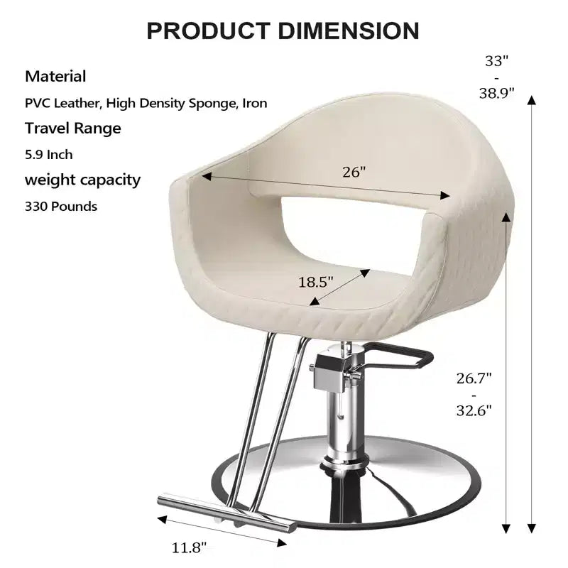 Karl Home Extra Wide Rhombus Stitch Pattern Hair Stylist Salon Chair