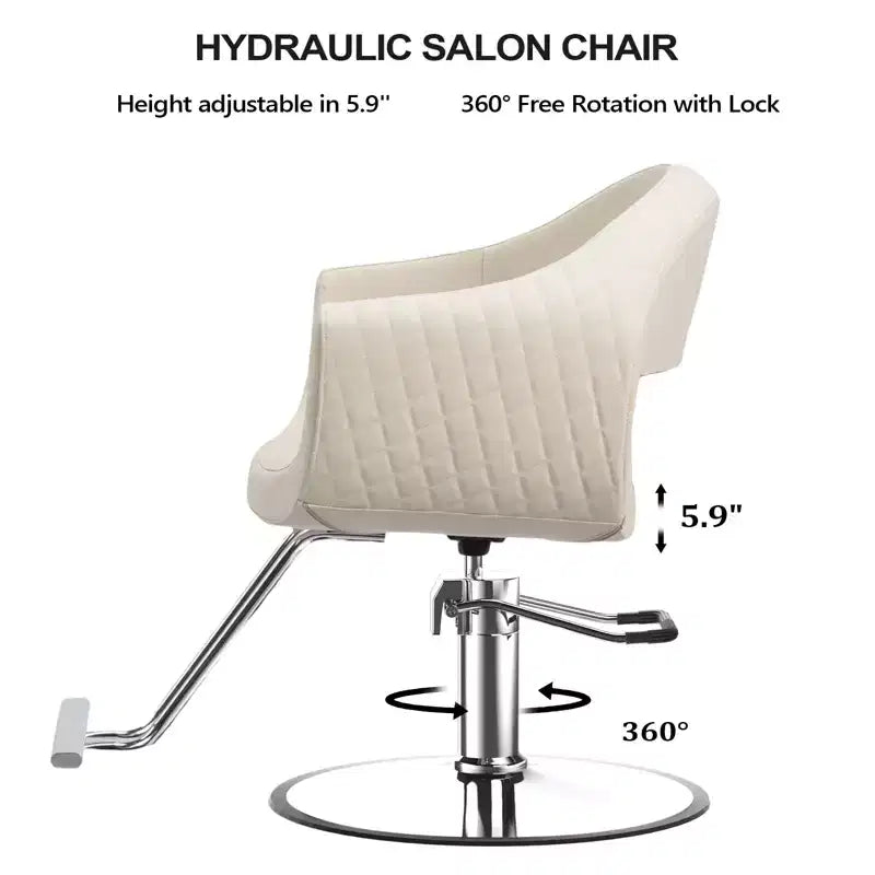 Karl Home Extra Wide Rhombus Stitch Pattern Hair Stylist Salon Chair