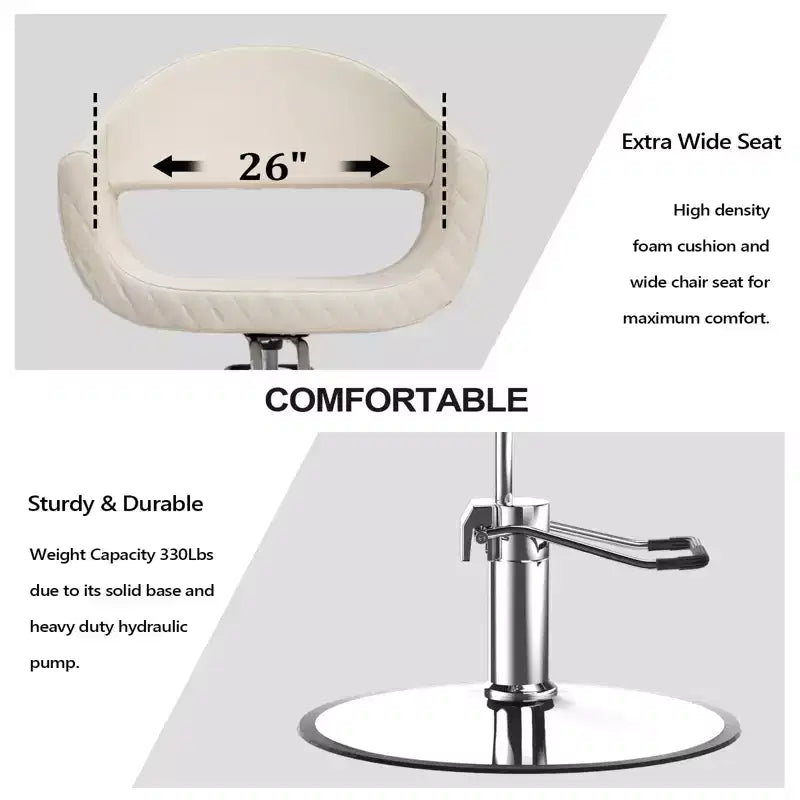 Karl Home Extra Wide Rhombus Stitch Pattern Hair Stylist Salon Chair