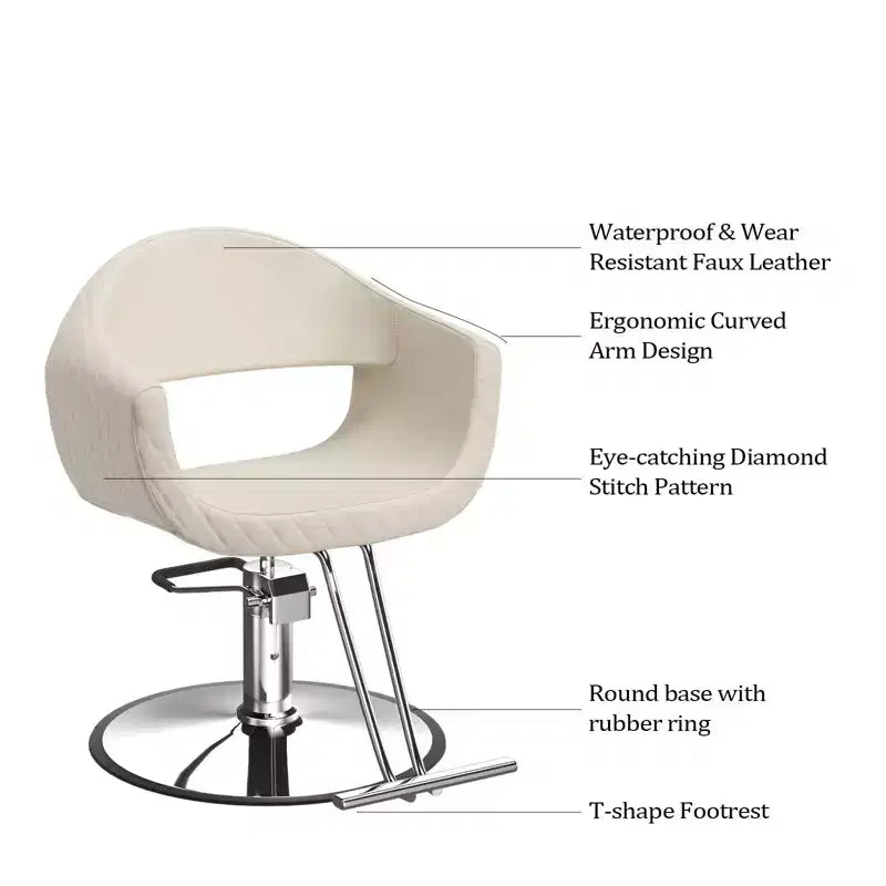 Karl Home Extra Wide Rhombus Stitch Pattern Hair Stylist Salon Chair