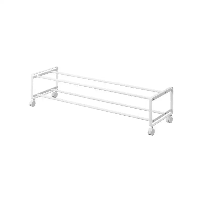 Yamazaki Home Two-Tier Rolling Shoe Rack in Steel - 8 Pairs Capacity