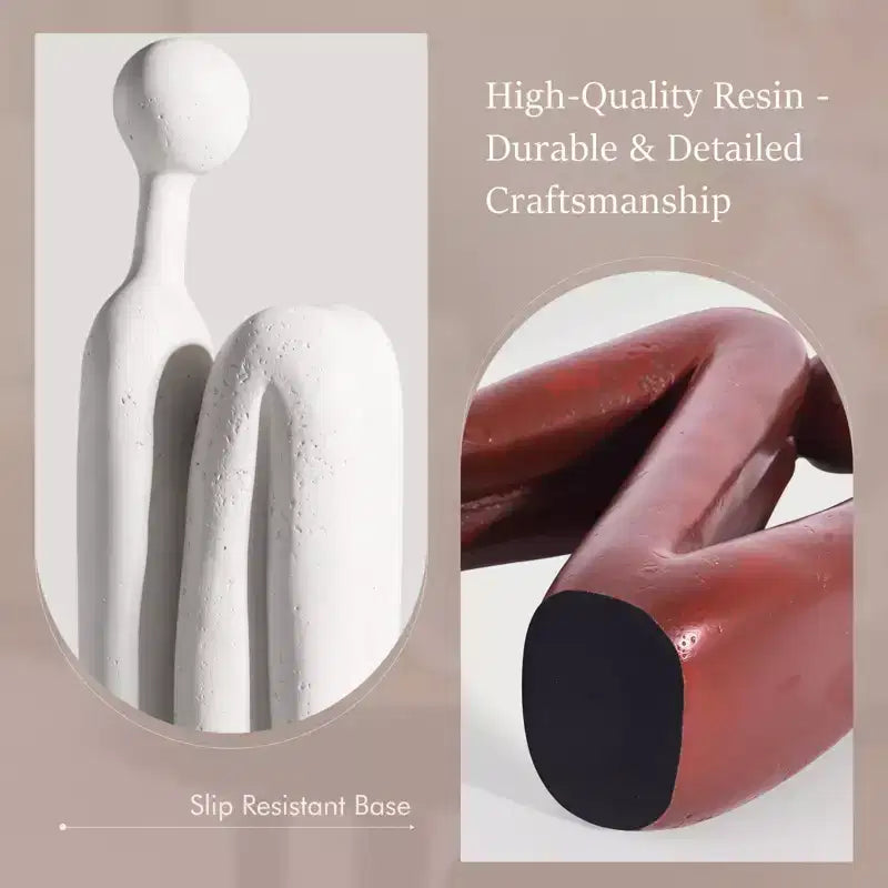 Thinker Statue Bookends in White and Brown - Heavy-Duty Resin Book Stoppers