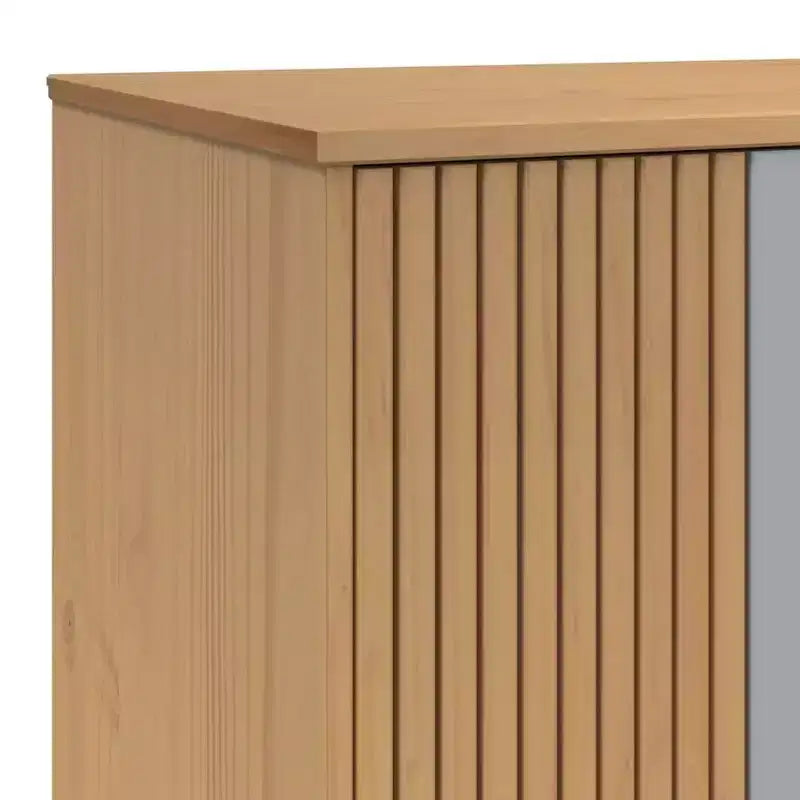 vidaXL Wardrobe in Grey and Brown - Solid Pine Wood and Engineered Wood