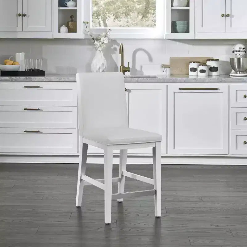 Linear Counter Height Barstool - White