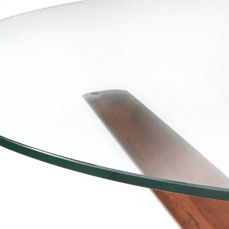 Lifestorey Trita 38" Round Tempered Glass Dining Table - Walnut