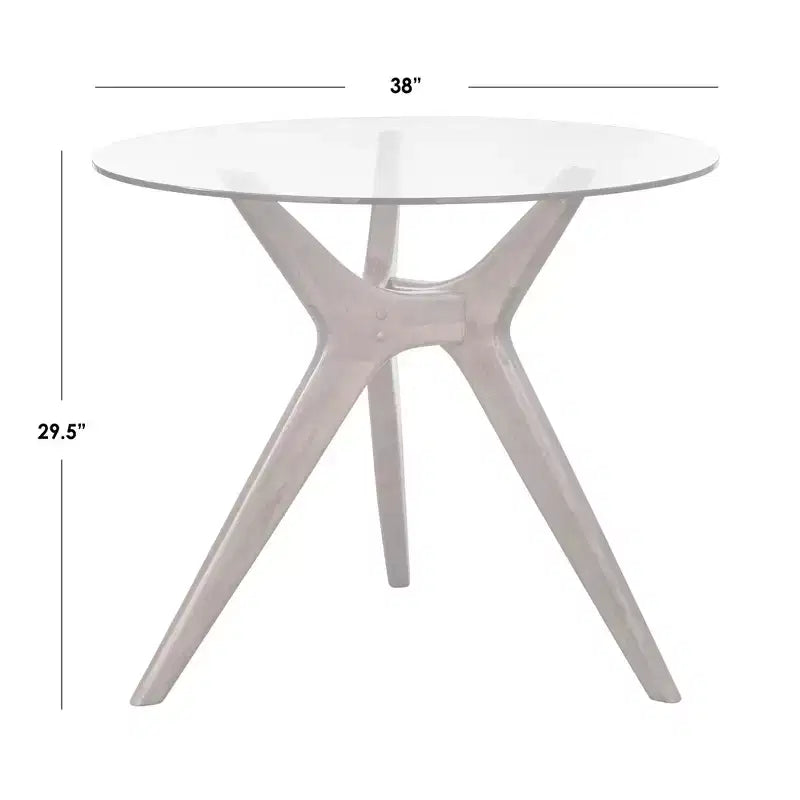 Lifestorey Trita 38" Round Tempered Glass Dining Table - Walnut