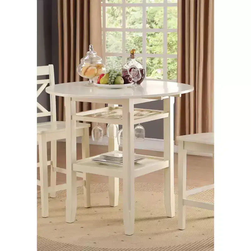 Tartys Counter Height Drop Leaf Dining Table - Wood/Cream