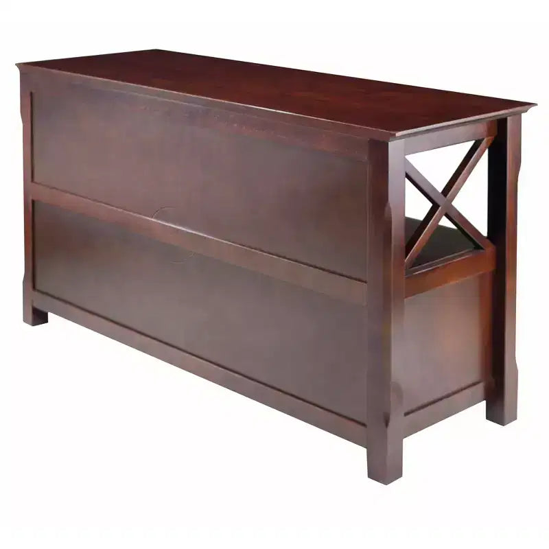 TV Stand for TVs up to 40" - Dark Brown with Beveled Edges, Chrome Pulls and Media Shelf