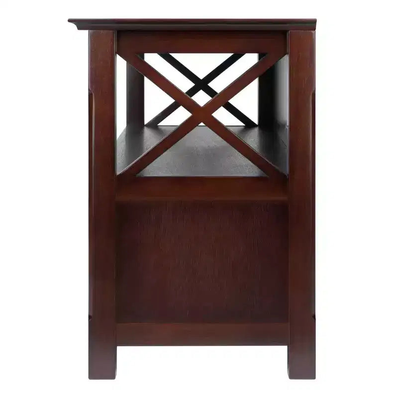 TV Stand for TVs up to 40" - Dark Brown with Beveled Edges, Chrome Pulls and Media Shelf