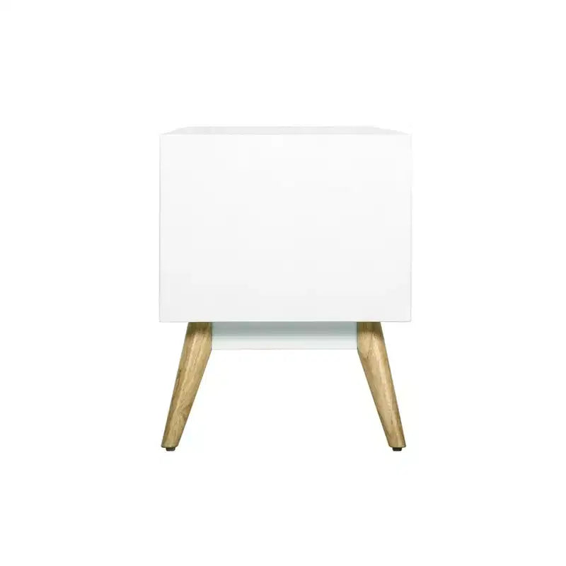 TV Stand for TVs up to 53" - French White Mid-Century Modern Media Console with Cord Management