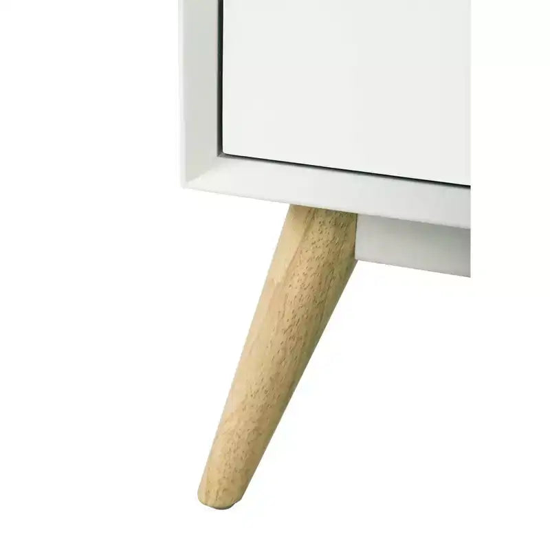 TV Stand for TVs up to 53" - French White Mid-Century Modern Media Console with Cord Management