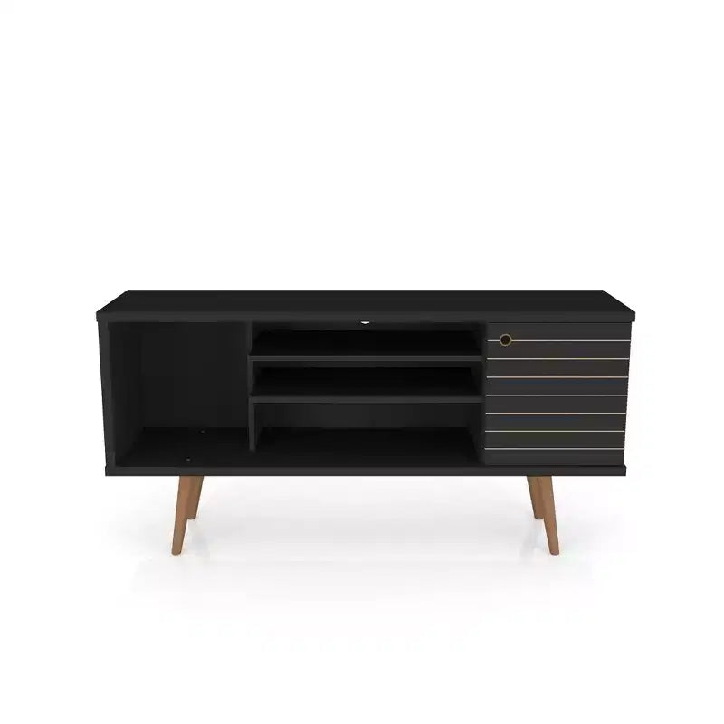 53.14" Mid-Century Modern TV Stand for TVs up to 50" with Tapered Legs and Cord Management