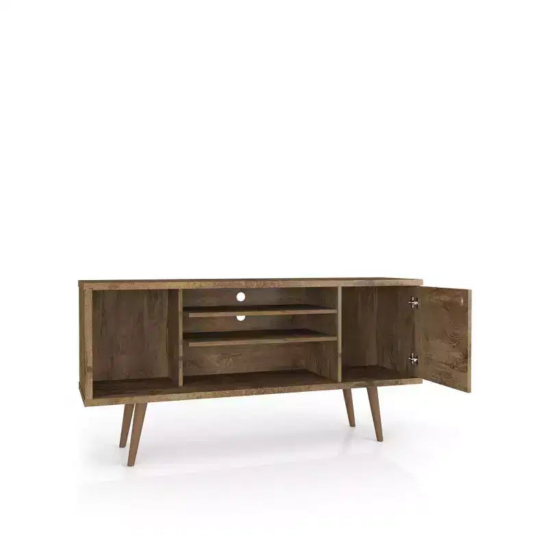 53.14" Mid-Century Modern TV Stand for TVs up to 50" with Tapered Legs and Cord Management