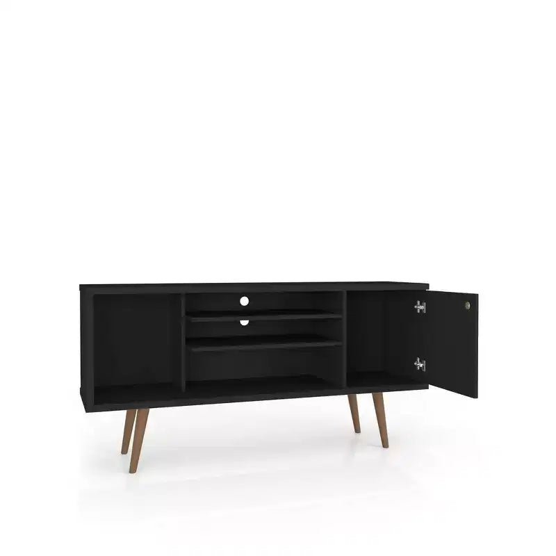 53.14" Mid-Century Modern TV Stand for TVs up to 50" with Tapered Legs and Cord Management