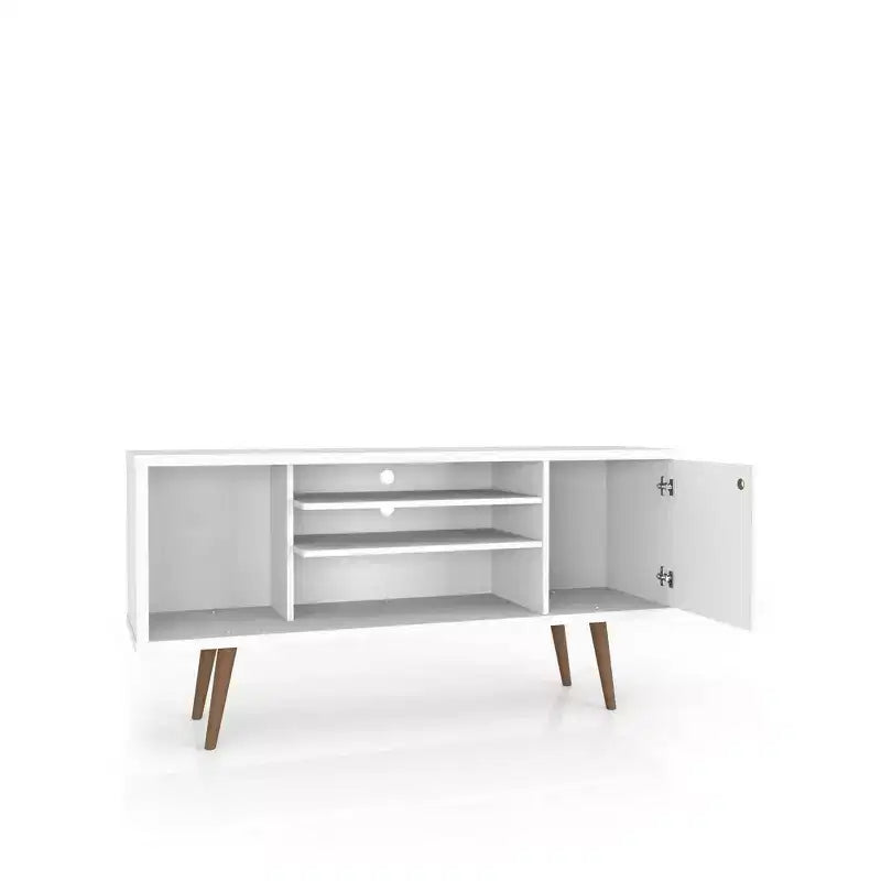 53.14" Mid-Century Modern TV Stand for TVs up to 50" with Tapered Legs and Cord Management