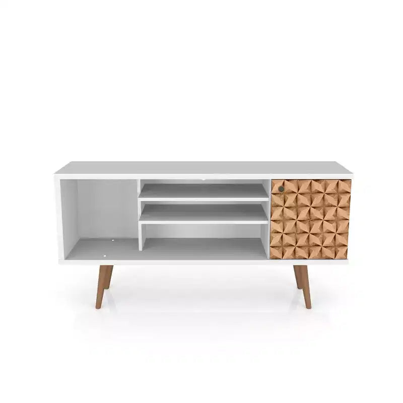 53.14" Mid-Century Modern TV Stand for TVs up to 50" with Tapered Legs and Cord Management